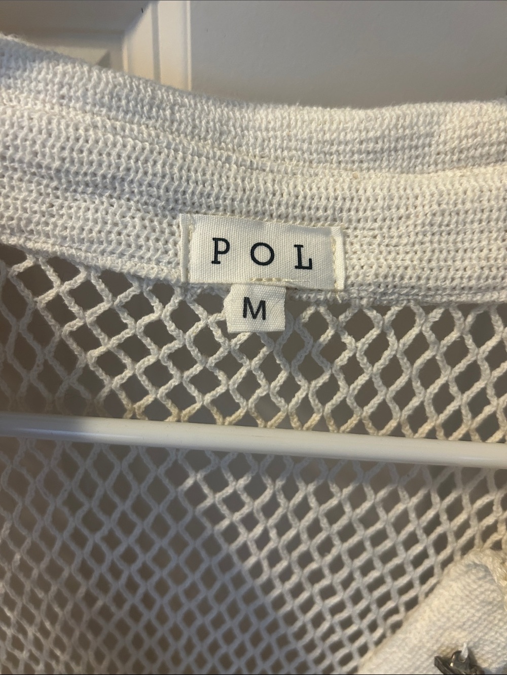 POL Open-Knit Button Front Shirt/swim cover up in Cream - Picture 3 of 9